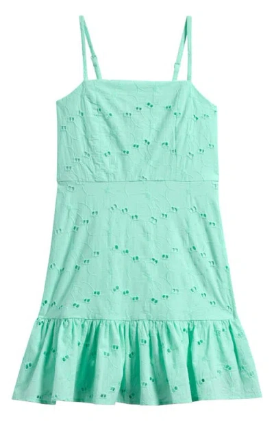 Ava & Yelly Kids' Eyelet Ruffle Dress In Mint