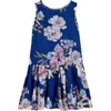 Ava & Yelly Kids' Floral Print Drop Waist Dress In Navy Floral