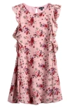 Ava & Yelly Kids' Floral Print Shift Dress In Blush Floral