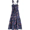 Ava & Yelly Kids' Floral Ruffle Strap Maxi Dress In Blue