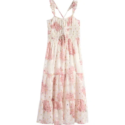 Ava & Yelly Kids' Floral Ruffle Strap Maxi Dress In Multi
