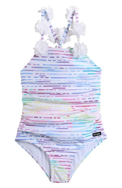 Ava & Yelly Kids' Flower Trim One-piece Swimsuit