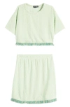 Ava & Yelly Kids' Fringe Cover-up Top & Skirt Set In Green