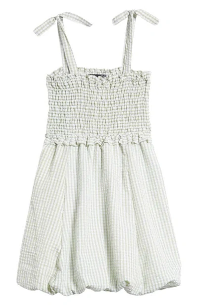 Ava & Yelly Kids' Gingham Smocked Seersucker Bubble Dress In Sage