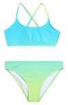Ava & Yelly Kids' Gradient Two-piece Swimsuit In Blue