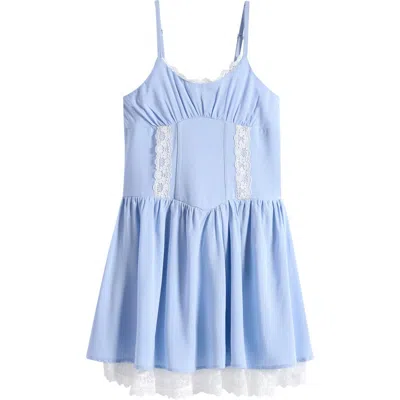 Ava & Yelly Kids' Lace Trim Dress In Blue
