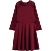 Ava & Yelly Kids' Lacy Long Sleeve Skater Dress In Red