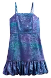 Ava & Yelly Kids' Liquid Shimmer Bubble Hem Party Dress In Multi