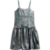 Ava & Yelly Kids' Liquid Shimmer Drop Waist Party Dress In Gray