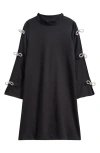 Ava & Yelly Kids' Long Sleeve Bow Shift Dress In Black