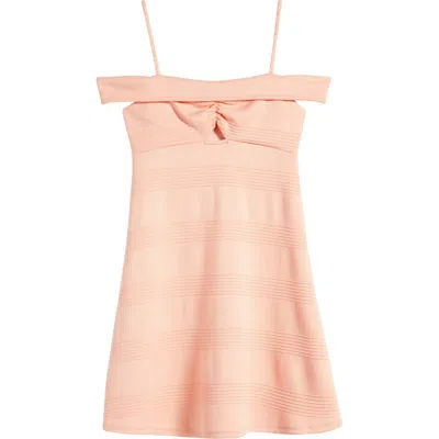Ava & Yelly Kids' Marilyn Cold Shoulder Party Dress In Lt. Coral
