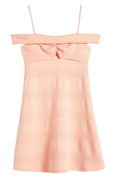 Ava & Yelly Kids' Marilyn Cold Shoulder Party Dress In Lt. Coral