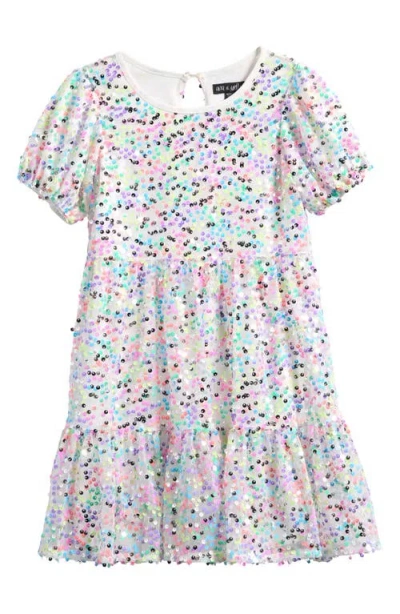 Ava & Yelly Kids' Multi Sequin Party Dress In Pink Neon Multi