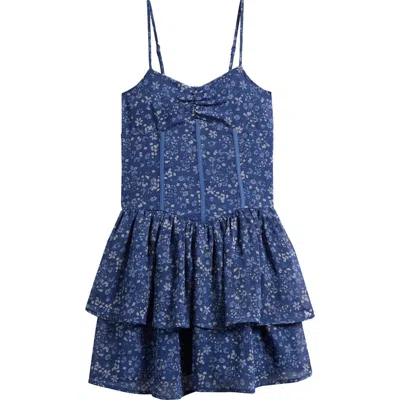 Ava & Yelly Kids' Peri Floral Party Dress In Blue