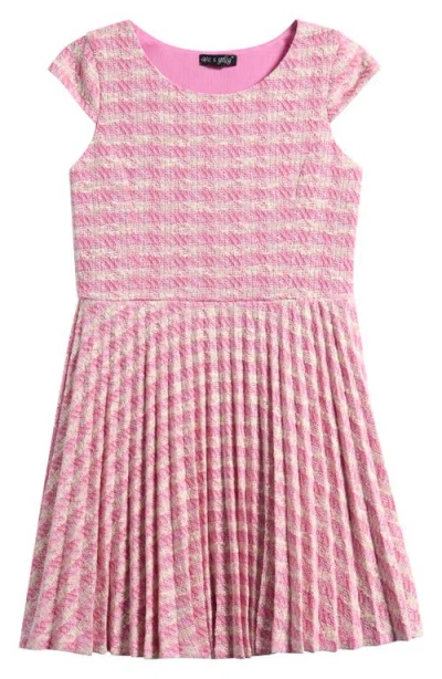 Ava & Yelly Kids' Pleated Skater Dress In Pink