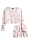 Ava & Yelly Kids' Print Long Sleeve Top & Shorts Set In Pink