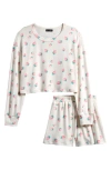 Ava & Yelly Kids' Print Long Sleeve Top & Shorts Set In White