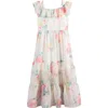 Ava & Yelly Kids' Print Ruffle Chiffon Maxi Dress In Ivory