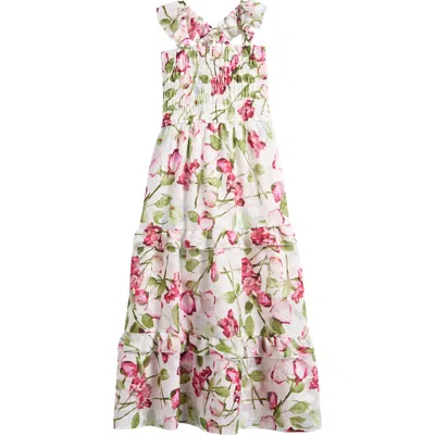 Ava & Yelly Kids' Printed Burnout Chiffon Maxi Sundress In White