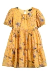 Ava & Yelly Kids' Puff Sleeve Tiered Chiffon Party Dress