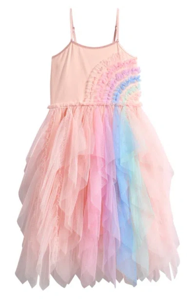 Ava & Yelly Kids' Rainbow Mesh Tutu Party Dress In Pink