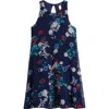 Ava & Yelly Kids' Ruffle Back Sleeveless Shift Dress In Navy Floral