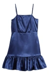 Ava & Yelly Kids' Ruffle Satin Dress In Navy