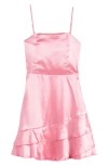 Ava & Yelly Kids' Ruffle Satin Dress In Pink