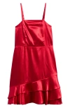 Ava & Yelly Kids' Ruffle Satin Dress In Red