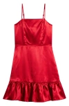 Ava & Yelly Kids' Ruffle Satin Dress In Red