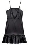 Ava & Yelly Kids' Ruffle Satin Party Dress In Black