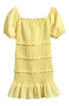 Ava & Yelly Kids' Ruffle Smocked Sundress In Sunshine Yellow