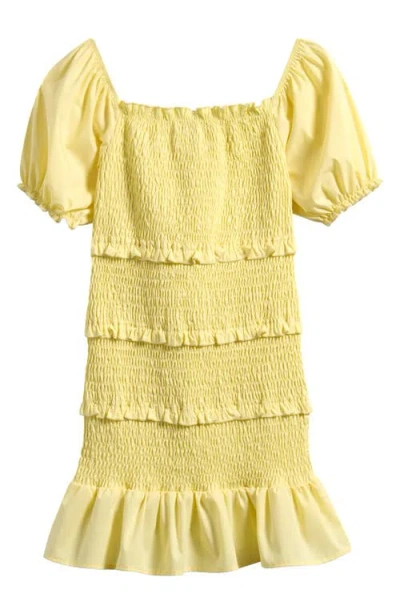 Ava & Yelly Kids' Ruffle Smocked Sundress In Sunshine Yellow