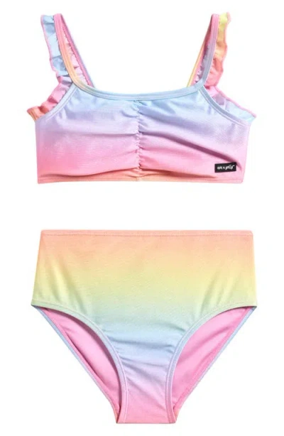 Ava & Yelly Kids' Ruffle Two-piece Swimsuit In Multi