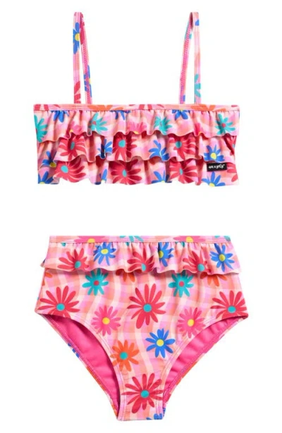 Ava & Yelly Kids' Ruffle Two-piece Swimsuit In Multi