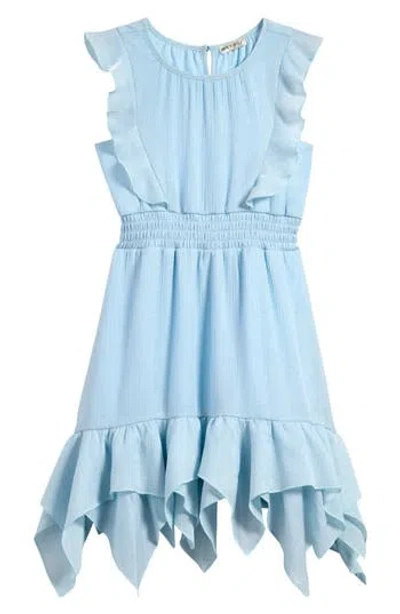 Ava & Yelly Kids' Shimmer Chiffon Dress In Light Blue