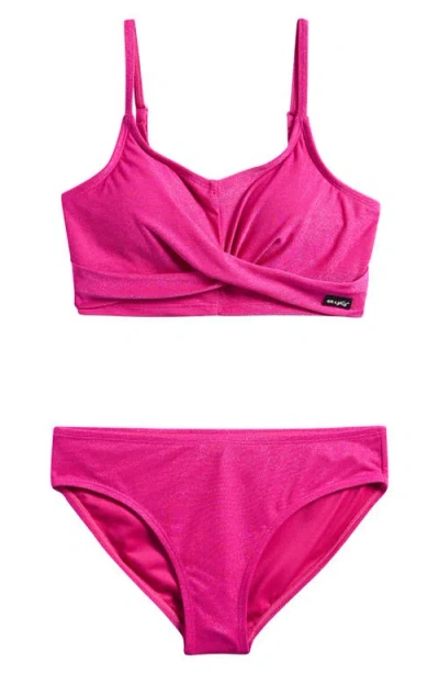 Ava & Yelly Kids' Shimmer Two-piece Swimsuit In Pink