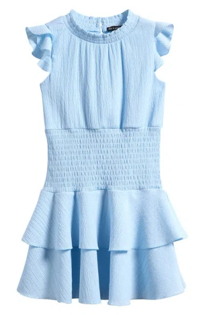 Ava & Yelly Kids' Smock Waist Dress In Blue