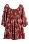 Ava & Yelly Kids' Smocked Babydoll Dress In Brown