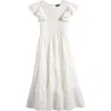 Ava & Yelly Kids' Smocked Bodice Clip Dot Chiffon Party Dress In White