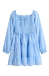 Ava & Yelly Kids' Smocked Long Sleeve Dress In Animal Print