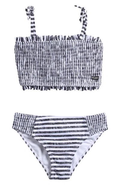 Ava & Yelly Kids' Smocked Two-piece Swimsuit In Black