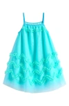 Ava & Yelly Kids' Soutache Border Float Dress In Teal