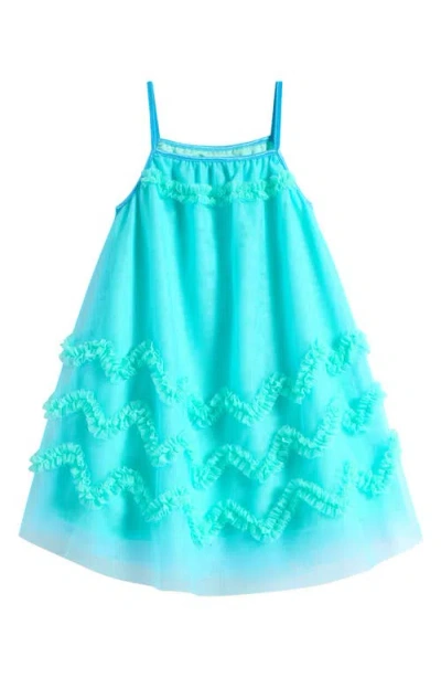Ava & Yelly Kids' Soutache Border Float Dress In Teal