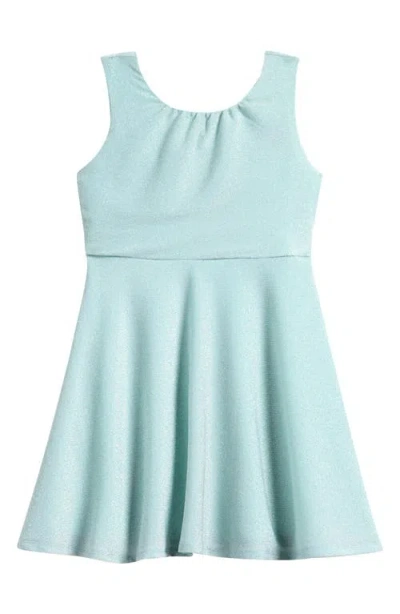 Ava & Yelly Kids' Sparkle Knit Skater Dress In Green