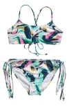 AVA & YELLY KIDS' STRAPPY TWO-PIECE SWIMSUIT