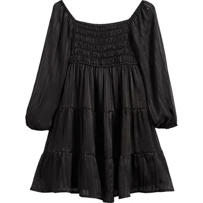 Ava & Yelly Kids' Swiss Dot Long Sleeve Dress In Black