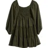 Shop Ava & Yelly Kids' Swiss Dot Long Sleeve Dress In Olive