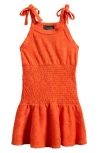 Ava & Yelly Kids' Terry Cloth Cover-up Dress In Orange