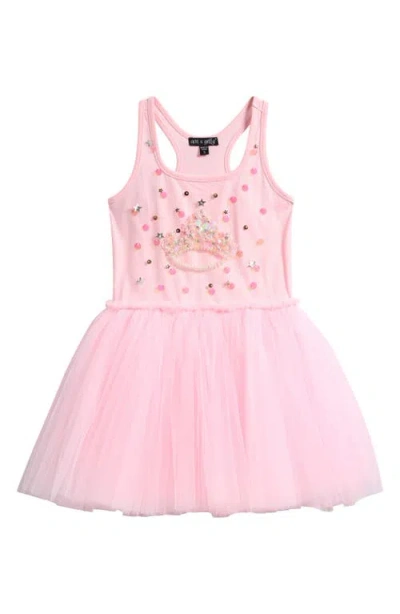 Ava & Yelly Kids' Tiara Embellished Tutu Party Dress In Blush